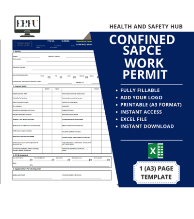 Kapalı Alan Giriş İzin Formu Doldurulabilir Şablon -  Anında İndirilebilir Excel Formatında - İNGİLİZCE