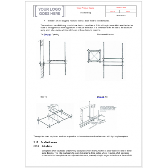 Scaffolding (İskele) Güvenlik Prosedürü Şablonu | Düzenlenebilir Word Belgesi