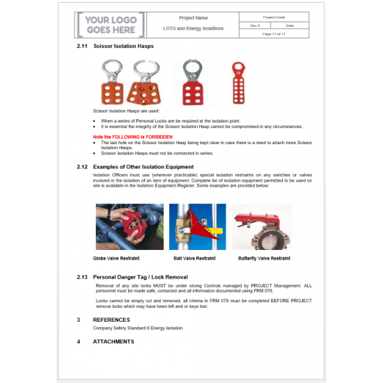  LOTO (Logout Tagout) ve Enerji İzolasyonu Güvenlik Prosedürü Şablonu | Word Dosyası