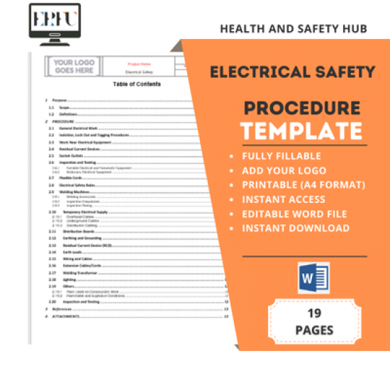  İSG Elektrikli İşlerde Çalışma Güvenlik Prosedürü Taslağı | Düzenlenebilir Word Şablonu