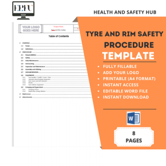 İş Güvenliği Araç Lastik ve Jant Güvenlik Prosedürü Şablonu | Word Dosyası