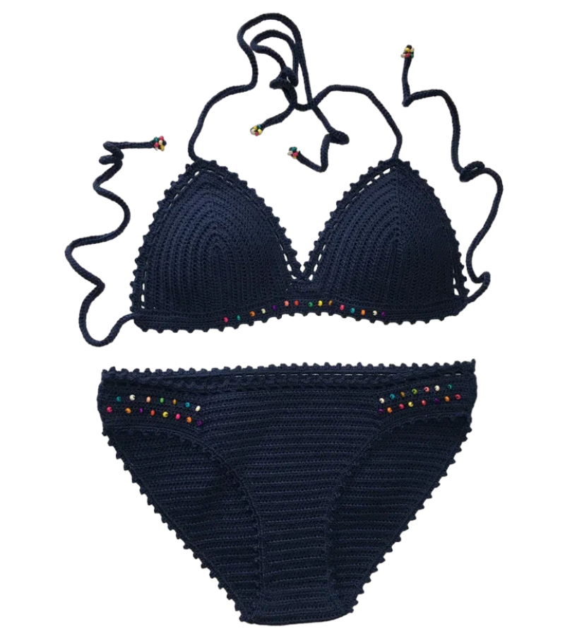 El Yapımı Örgü Mayo Bikini Seti | Kadınlar İçin Lacivert Bikinisi | ERFUMADE El Yapımı Örgü Mayo Bikini Seti | Kadınlar İçin Lacivert Bikinisi | ERFUMADE