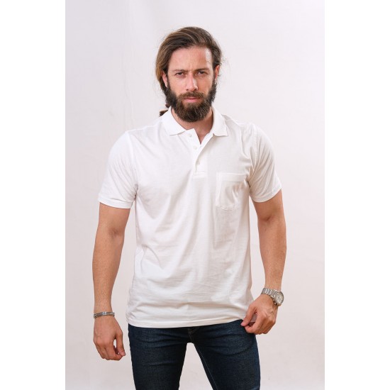 %100 Pamuk Supreme Polo Yaka T-Shirt Beyaz