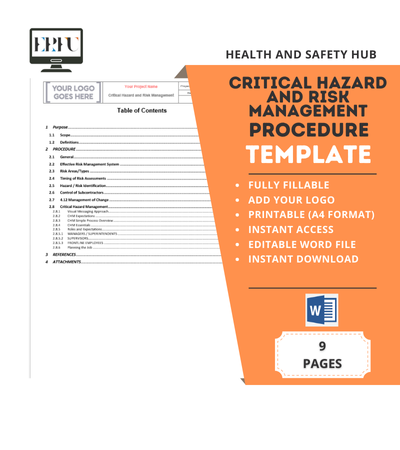 İş Güvenliği Kritik Tehlike ve Risk Yönetimi Güvenlik Prosedürü Şablonu - İNGİLİZCE İş Güvenliği Kritik Tehlike ve Risk Yönetimi Güvenlik Prosedürü Şablonu - İNGİLİZCE