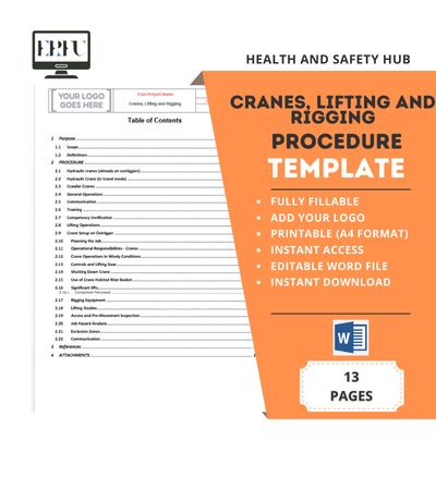 İş Güvenliği (İSG) Vinç Kaldırma ve Donanım Prosedürü - İNGİLİZCE
