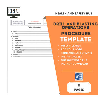 İş Güvenliği Delme ve Patlatma İşlemleri Prosedürü Taslağı - İNGİLİZCE