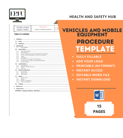 İş Güvenliği Araçlar, iş ve Mobil Ekipman Prosedürü Taslak - İNGİLİZCE İş Güvenliği Araçlar, iş ve Mobil Ekipman Prosedürü Taslak - İNGİLİZCE