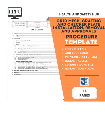 İş Güvenliği Izgara Örgü Izgarası kurulum ve sökme Prosedürü Taslağı İş Güvenliği Izgara Örgü Izgarası kurulum ve sökme Prosedürü Taslağı