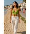 Kadın El Yapımı Örgü Crop Yaz Üstü Bluz | Yeşil, S/M | Pamuk İpliği ile Kadın El Yapımı Örgü Crop Yaz Üstü Bluz | Yeşil, S/M | Pamuk İpliği ile