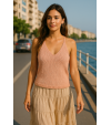 El Yapımı Örgü Atlet Bluz | Kadınlar İçin Pembe Turuncu Renkli Tank Top | ERFUMADE El Yapımı Örgü Atlet Bluz | Kadınlar İçin Pembe Turuncu Renkli Tank Top | ERFUMADE