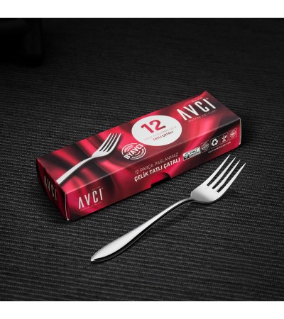Elit 12 Adet Tatlı Çatalı 18/10 Paslanmaz Çelik 2 mm