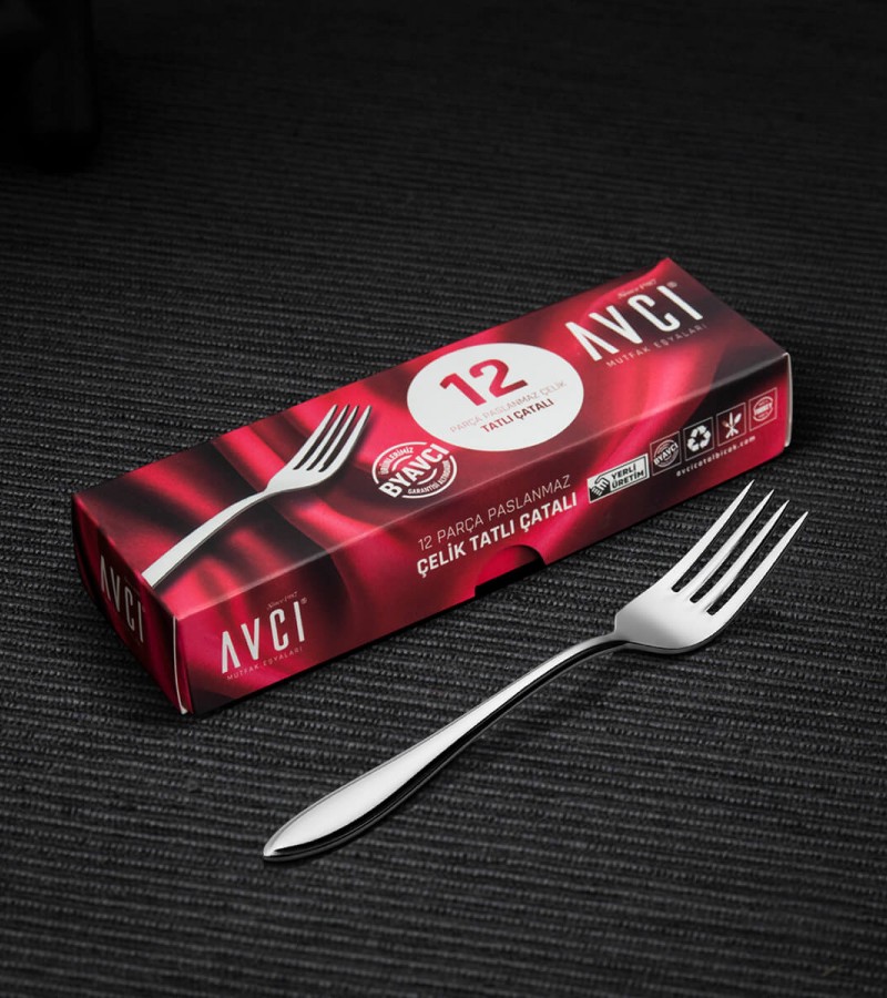 Elit 12 Adet Tatlı Çatalı 18/10 Paslanmaz Çelik 2 mm