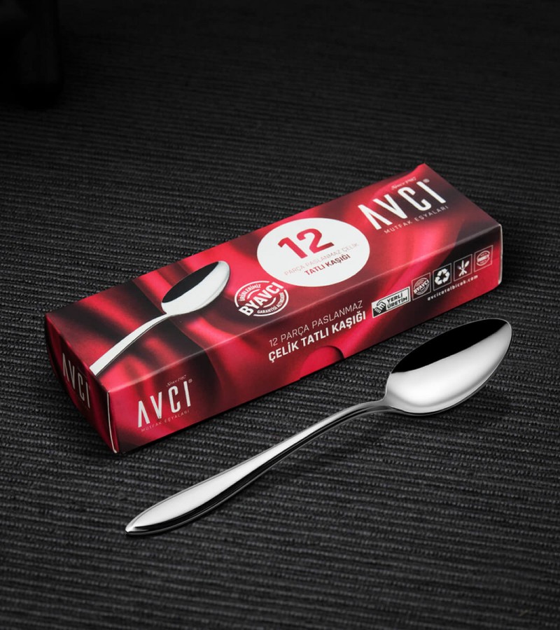 Elit 12 Adet Tatlı Kaşığı 18/10 Paslanmaz Çelik 2 mm Elit 12 Adet Tatlı Kaşığı 18/10 Paslanmaz Çelik 2 mm
