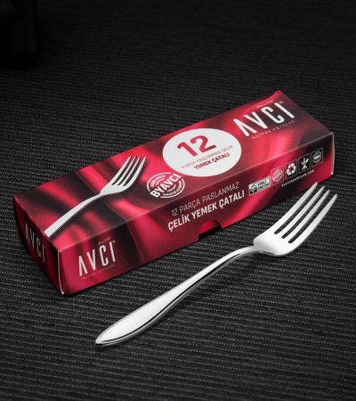 Elit 12 Adet Yemek Çatalı 18/10 Paslanmaz Çelik 2,5 mm