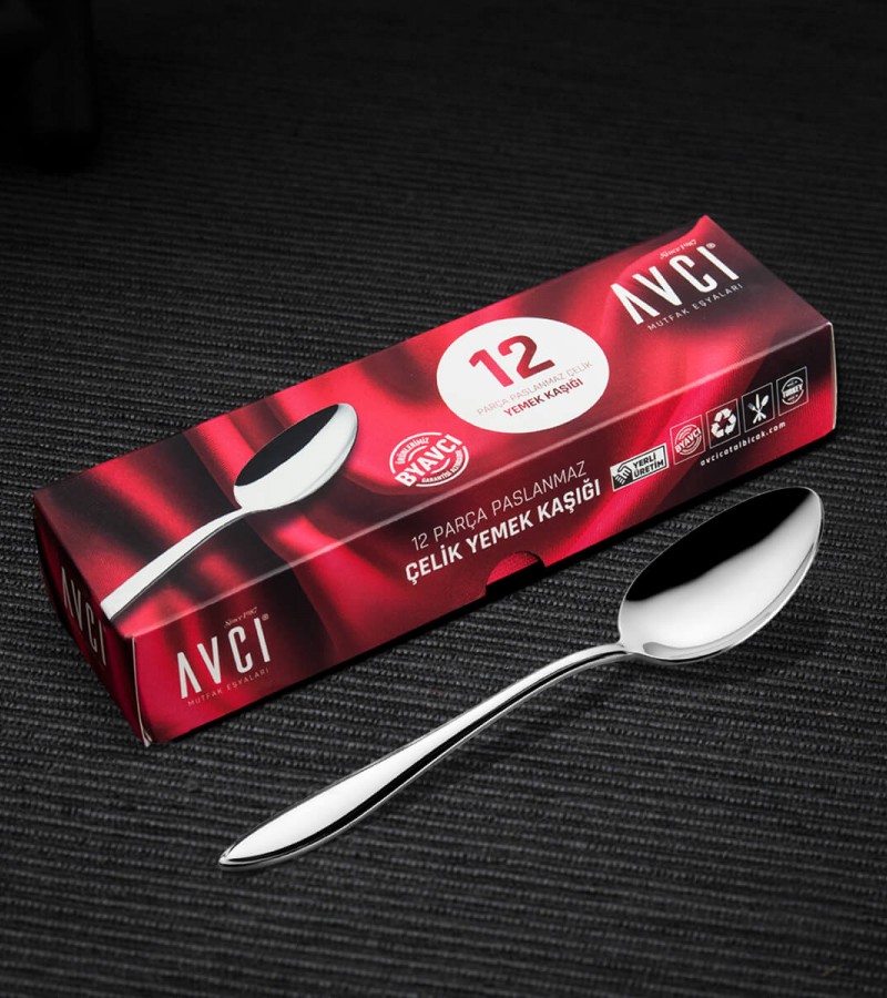 Elit 12 Adet Yemek Kaşığı 18/10 Paslanmaz Çelik 2,5 mm Elit 12 Adet Yemek Kaşığı 18/10 Paslanmaz Çelik 2,5 mm