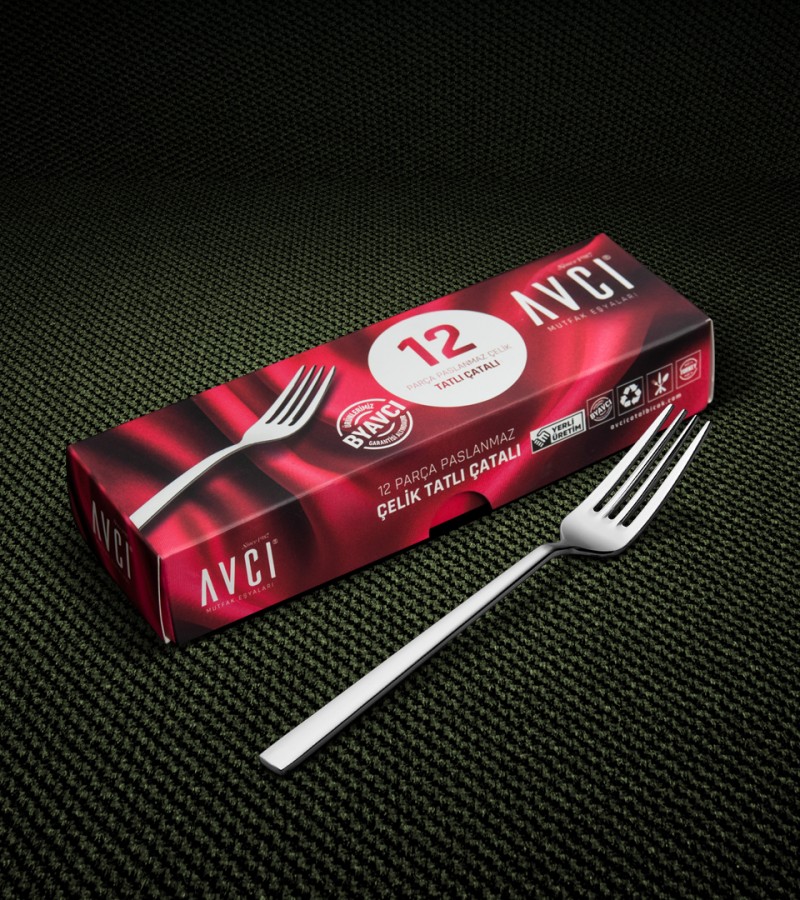 Klas 12 Adet Tatlı Çatalı 18/10 Paslanmaz Çelik