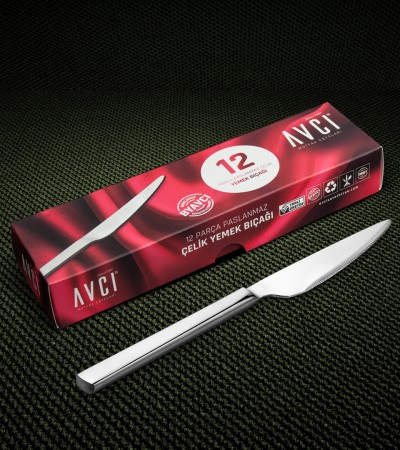 Klas 12 Adet Yemek Bıçağı 18/10 Paslanmaz Çelik