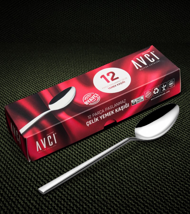 Klas 12 Adet Yemek Kaşığı 18/10 Paslanmaz Çelik