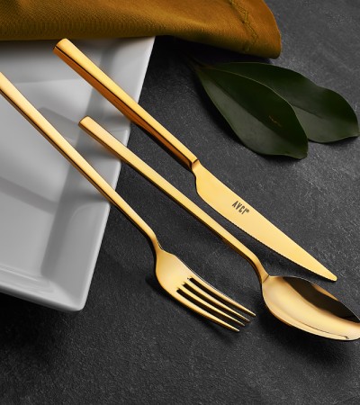 Klas Titanyum Gold 84 Parça Çatal Kaşık Bıçak Takımı 18/10 Paslanmaz Çelik