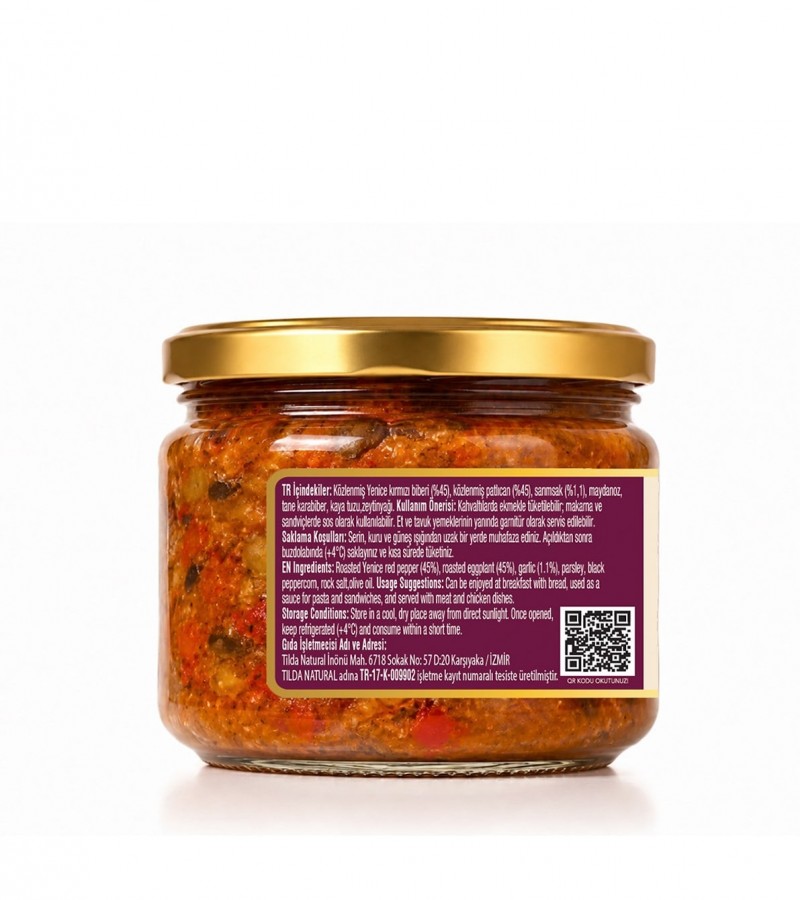 Közlenmiş Patlıcan Kırmızı Biber Sosu – 300 g