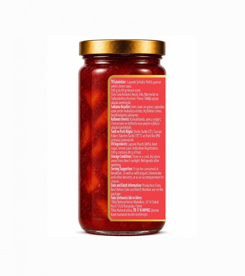 Lapseki Şeftali Reçeli (%80 Meyve) – 250 g