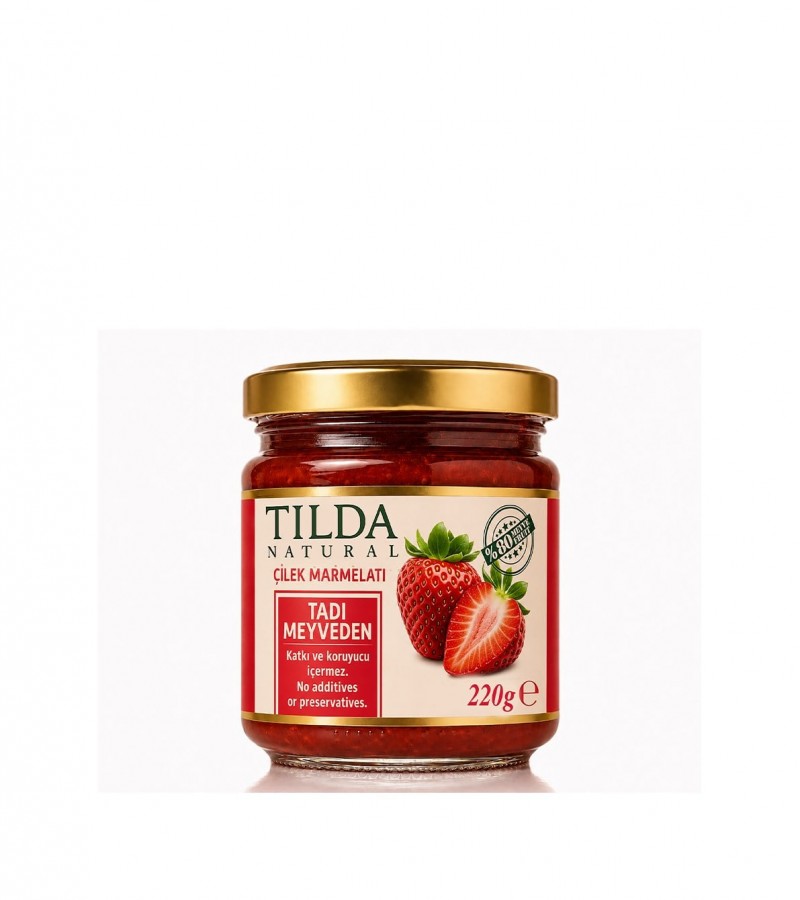 Şeker İlavesiz Çilek Marmelatı (%80 Meyve) – 220 g
