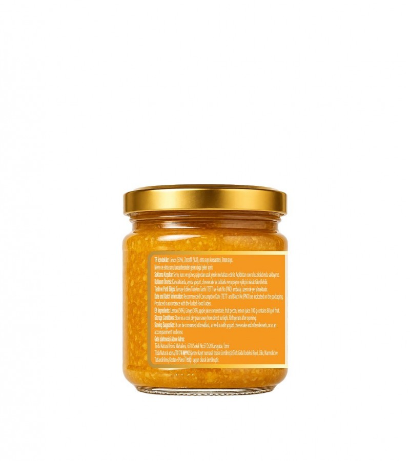 Şeker İlavesiz Zencefilli Limon Marmelatı (%80 Meyve)-220 g