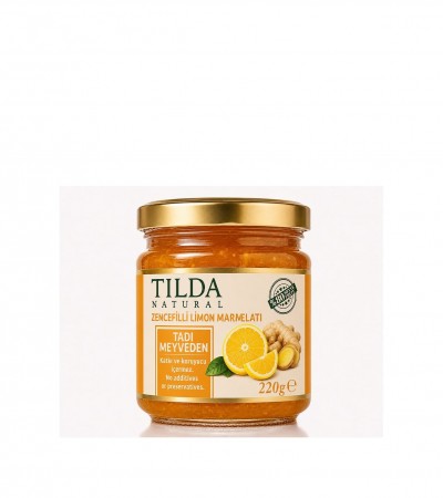 Şeker İlavesiz Zencefilli Limon Marmelatı (%80 Meyve)-220 g