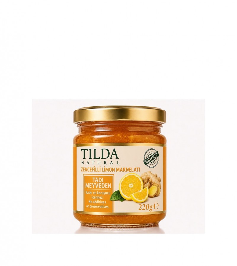 Şeker İlavesiz Zencefilli Limon Marmelatı (%80 Meyve)-220 g