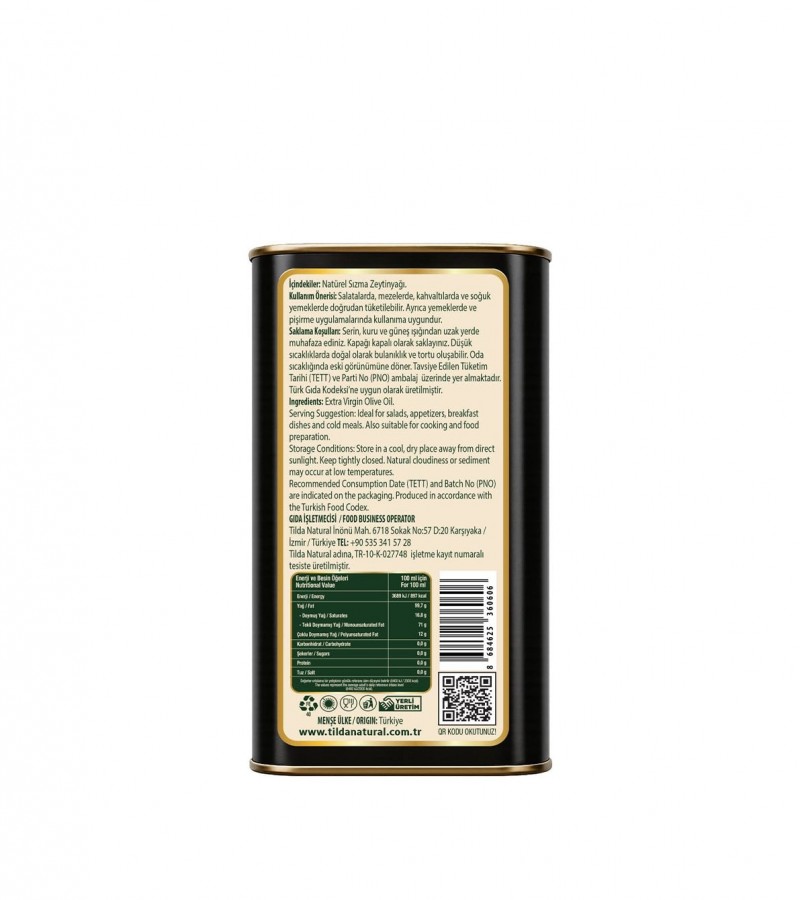 Tilda Erken Hasat Soğuk Sıkım Zeytinyağı Tnk 500 Ml