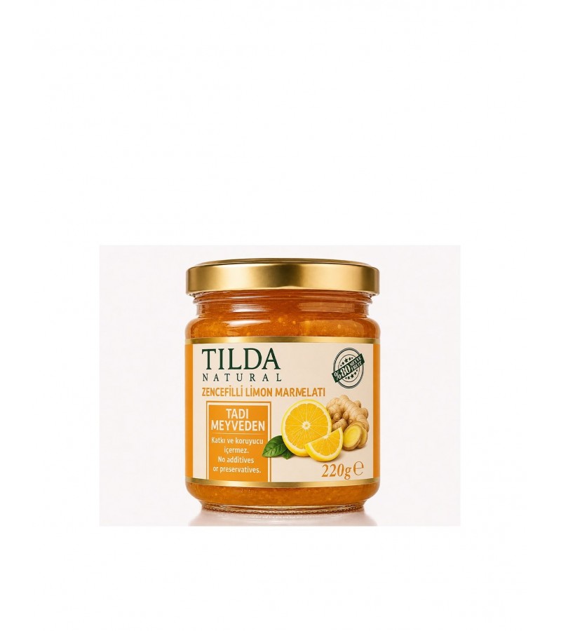 Şeker İlavesiz Zencefilli Limon Marmelatı (%80 Meyve)-220 g Şeker İlavesiz Zencefilli Limon Marmelatı (%80 Meyve)-220 g