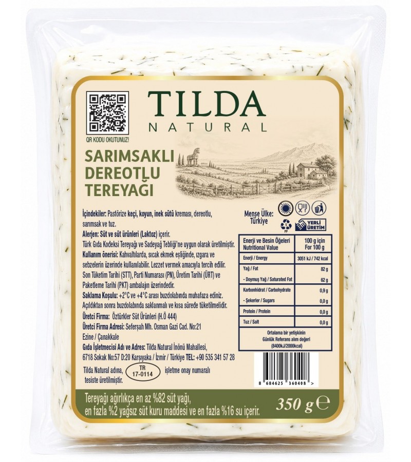 Tilda Dereotlu Sarımsaklı Tereyağı 350 G Tilda Dereotlu Sarımsaklı Tereyağı 350 G