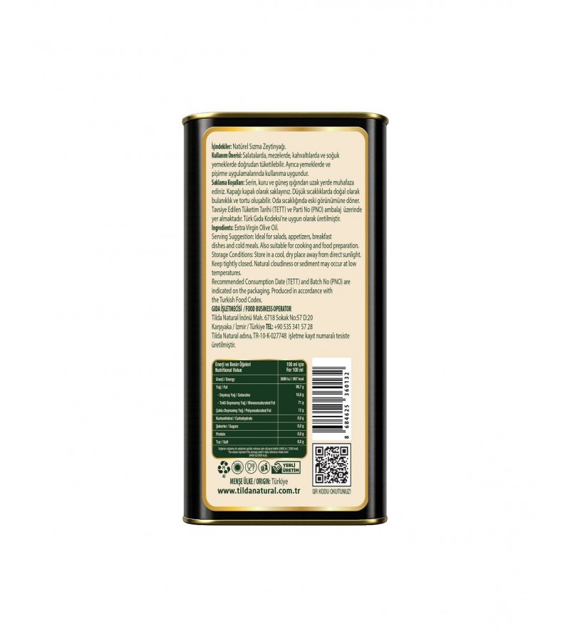 Tilda Erken Hasat Soğuk Sıkım Zeytinyağı Tnk 1000 Ml Tilda Erken Hasat Soğuk Sıkım Zeytinyağı Tnk 1000 Ml