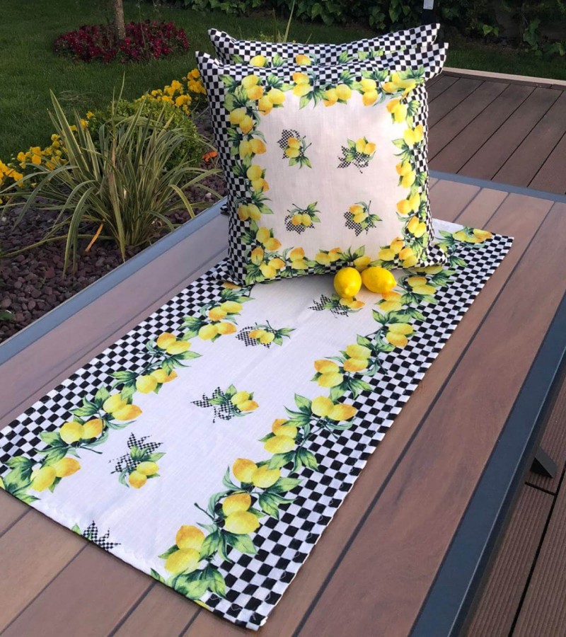 Limon Desenli Runner Dama Pivoine