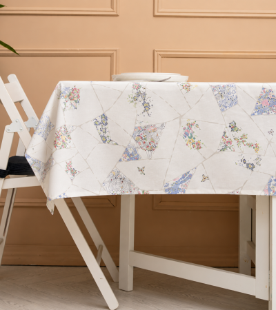 Kintsugi Varak Desenli Masa Örtüsü - Pivoine (%100 Keten)