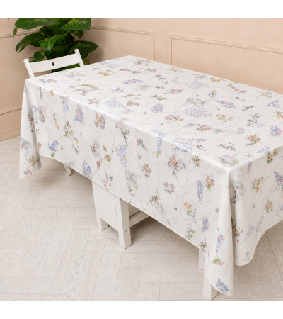 Kintsugi Varak Desenli Masa Örtüsü - Pivoine (%100 Keten)