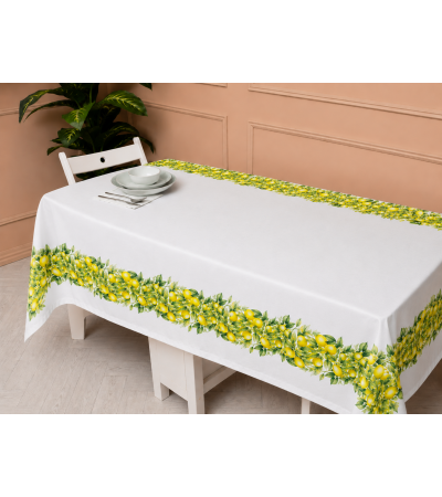 Limon Desenli Masa Örtüsü - Pivoine