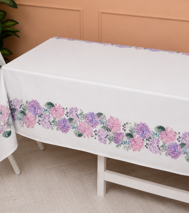 Ortanca Desenli Masa Örtüsü - Pivoine
