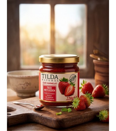 Şeker İlavesiz Çilek Marmelatı (%80 Meyve) – 220 g