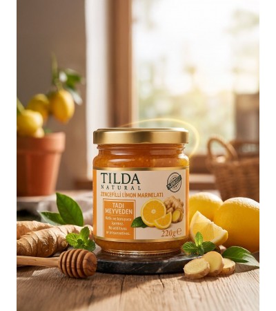 Şeker İlavesiz Zencefilli Limon Marmelatı (%80 Meyve)-220 g