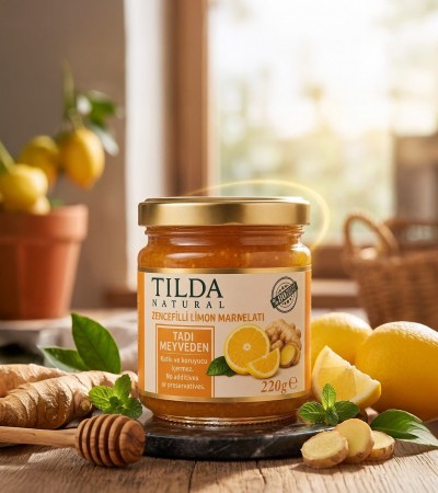 Şeker İlavesiz Zencefilli Limon Marmelatı (%80 Meyve)-220 g