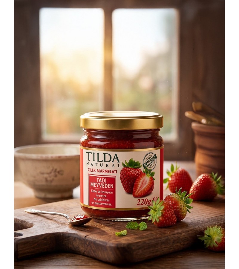 Şeker İlavesiz Çilek Marmelatı (%80 Meyve) – 220 g Şeker İlavesiz Çilek Marmelatı (%80 Meyve) – 220 g